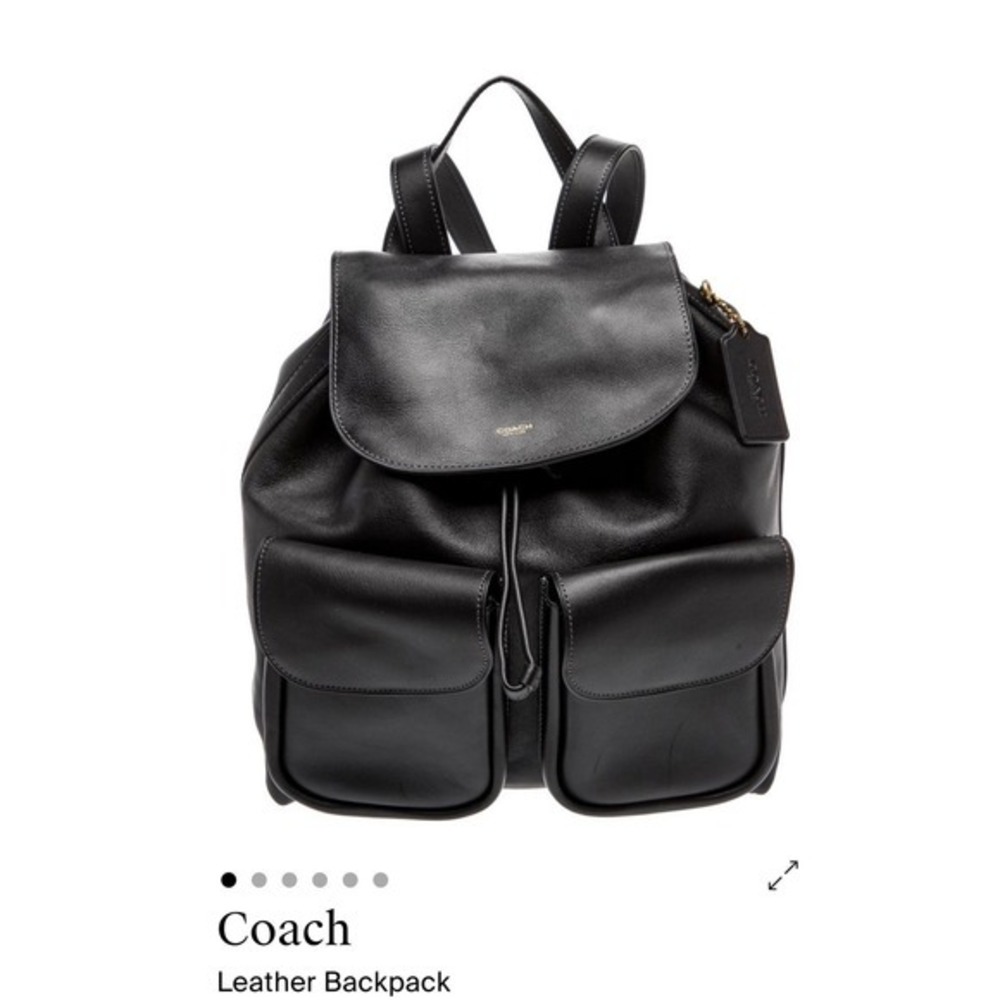 COACH Crosby 28 Black Natural Grain Leather Backpack Gold Hardware Drawstring - Picture 6 of 15